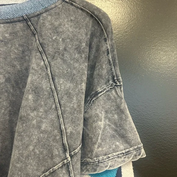 We The Free Gray and Blue Patchwork Top - Picture 8 of 15